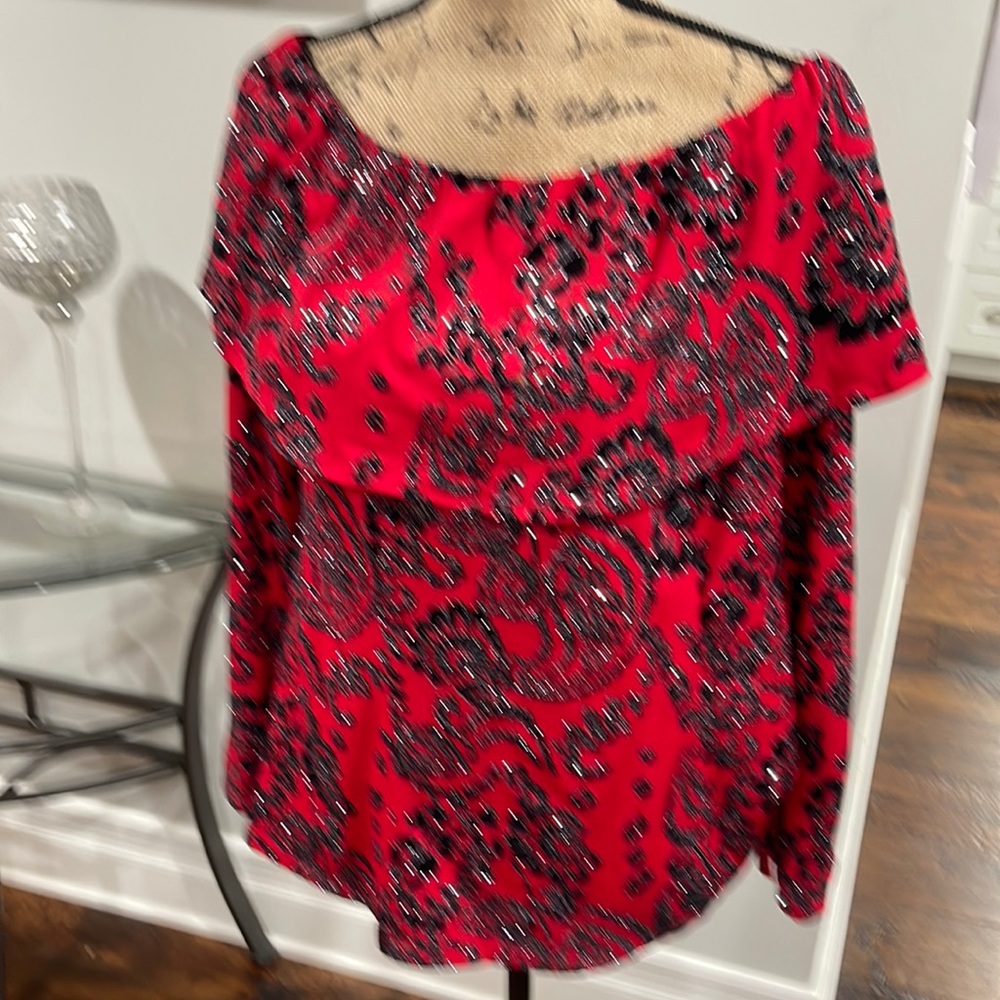 Red and black sequin top